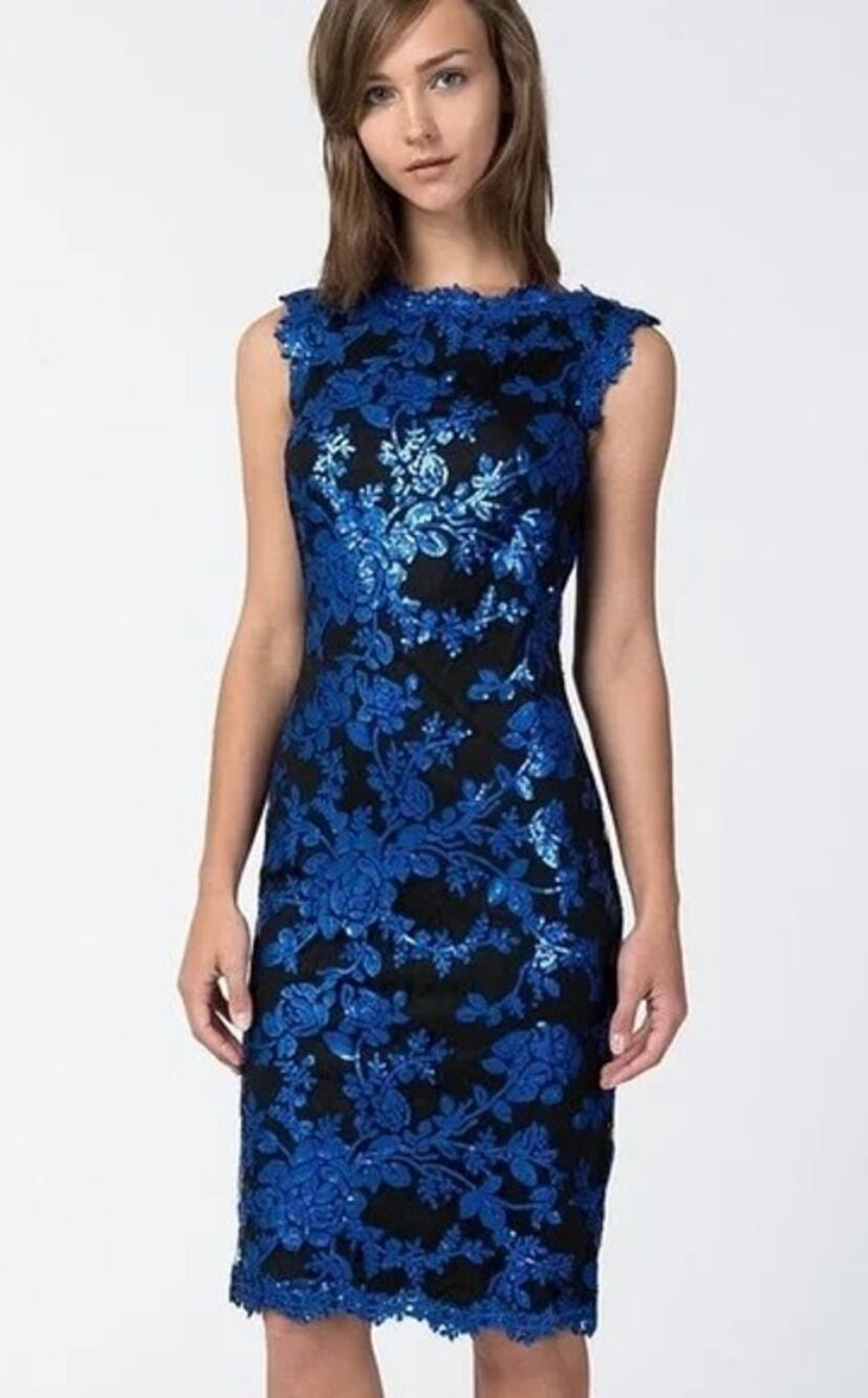Tadashi Shoji Mother of the Bride Special Occasion Blue Sequin Sheath Dress NWT